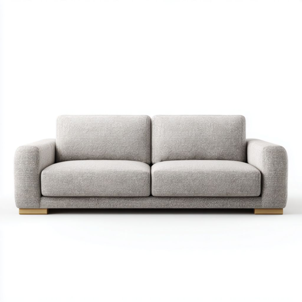 Sofá de 2 plazas gris claro sin cojines adicionales