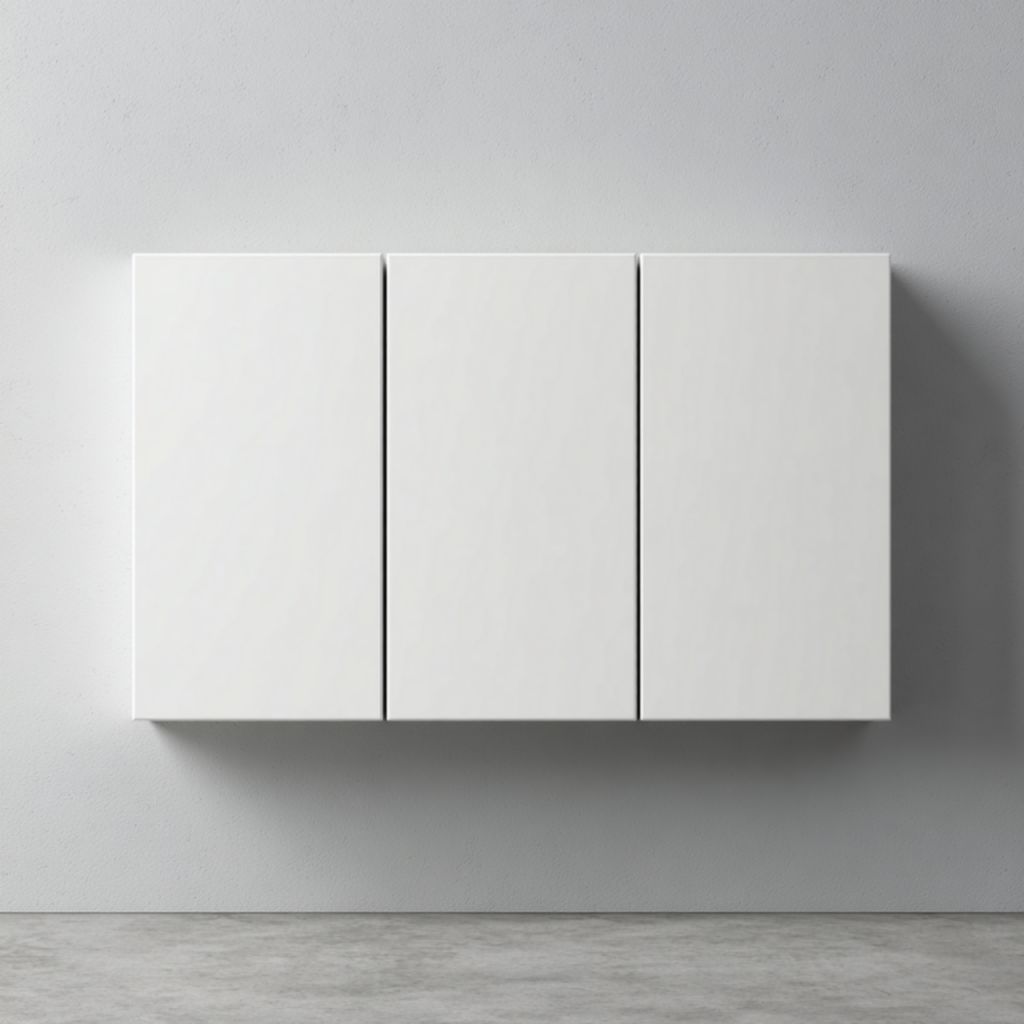 Mueble de TV suspendido blanco, 3 puertas, diseño sin tiradores