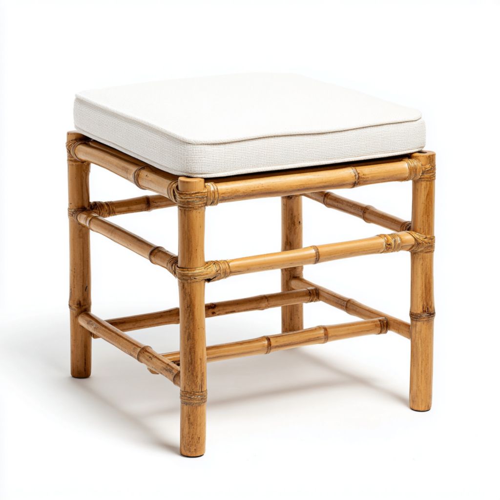 Taburete de exterior de madera con cojín cómodo, diseño moderno y elegante