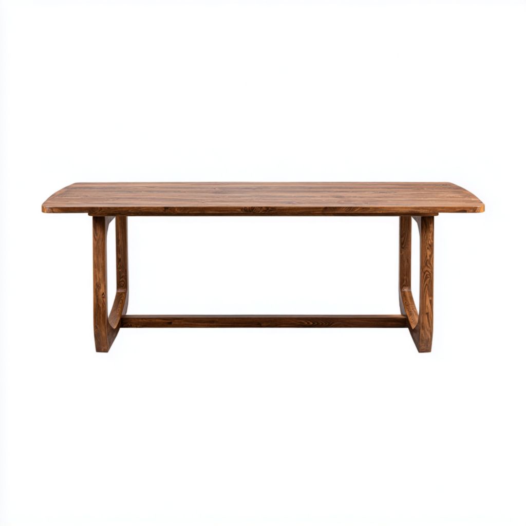 Mesa de comedor rectangular de madera maciza color nogal oscuro