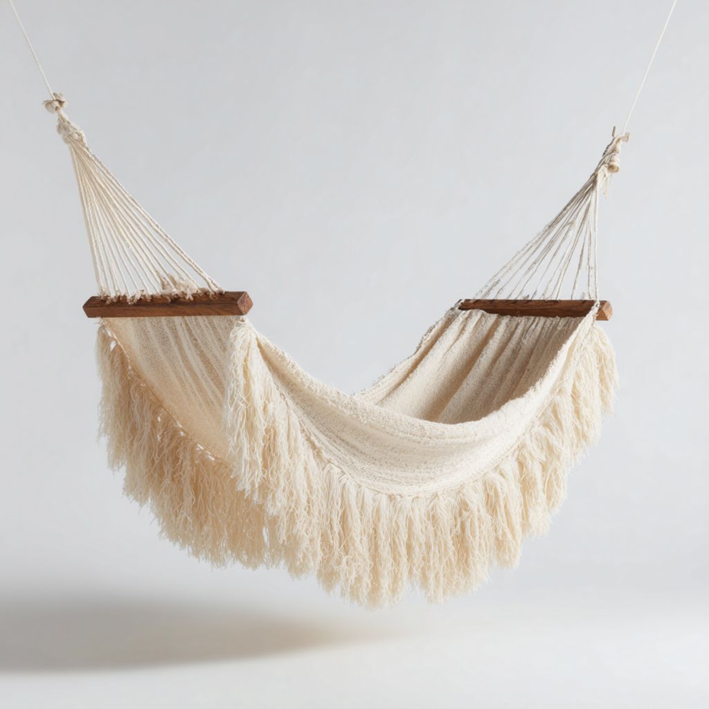 Hamaca colgante, tejido de algodón natural, con barra de madera, ideal para uso al aire libre