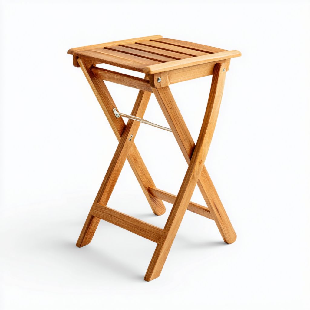 Taburete plegable de madera para exterior, diseño sencillo y práctico para diversos espacios exteriores
