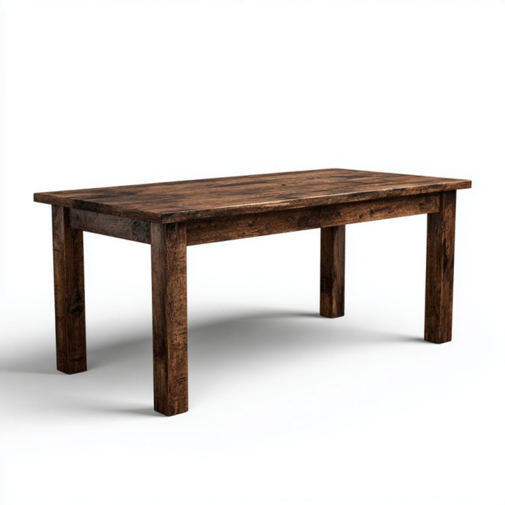 Mesa rectangular de madera maciza en color marrón oscuro