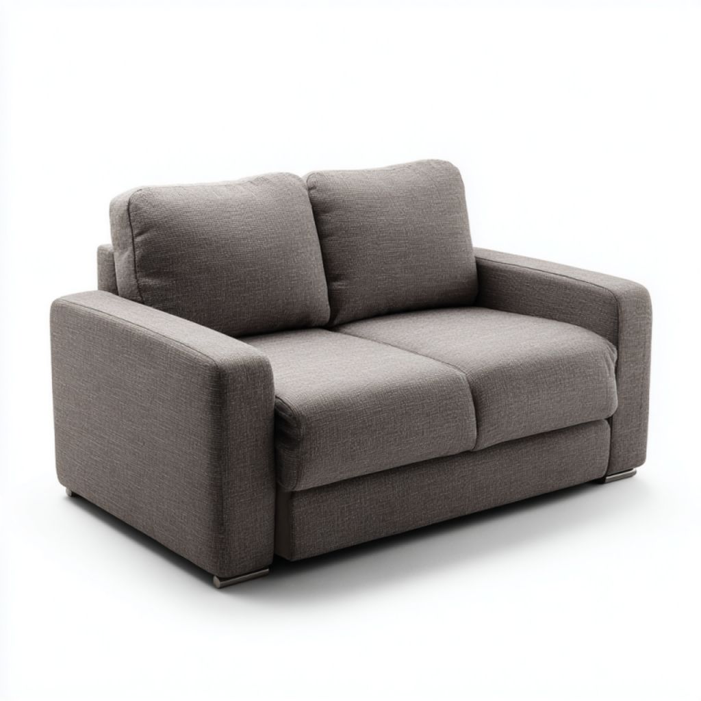 Sofá de 2 plazas gris con cojines a juego