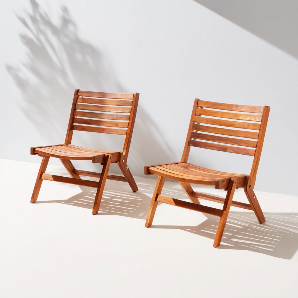 Juego de 2 sillas de exterior de madera, diseño sencillo, estructura de madera, apto para uso exterior