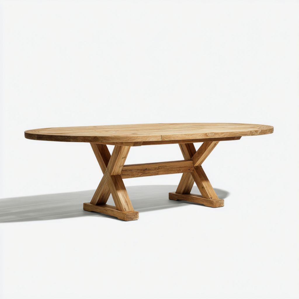 Mesa exterior rectangular de madera natural, diseño moderno