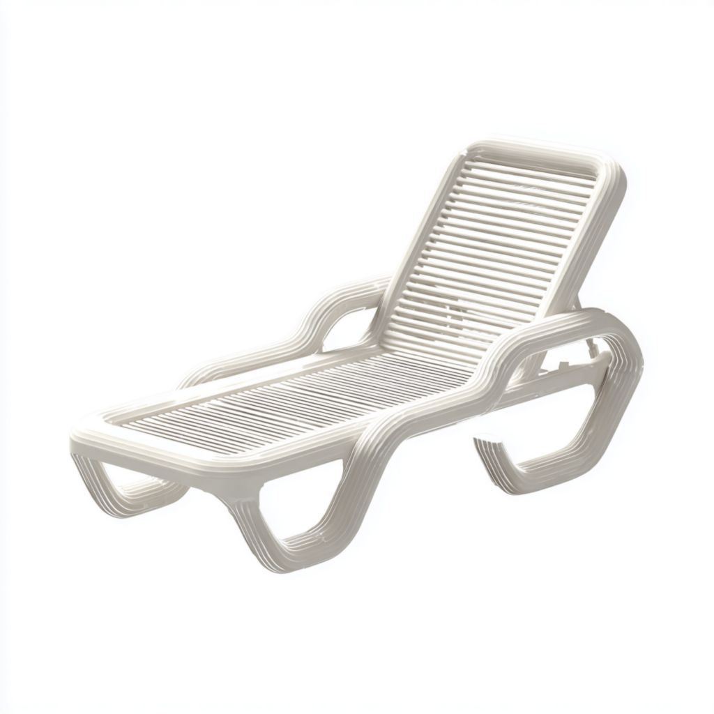 Tumbona de exterior de plástico blanco con reposabrazos ondulados ajustable