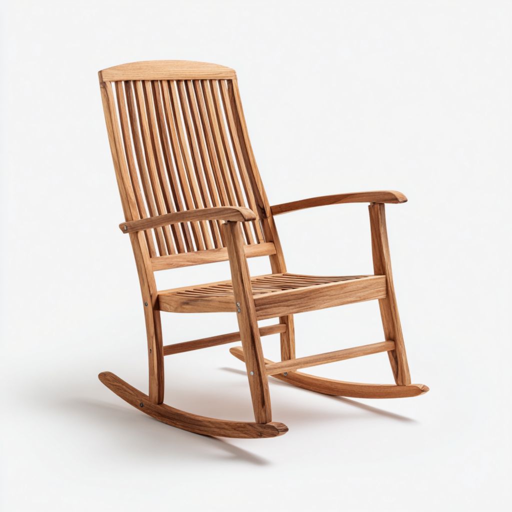 Silla mecedora de madera para exterior, diseño cómodo, material duradero, 2 años de garantía