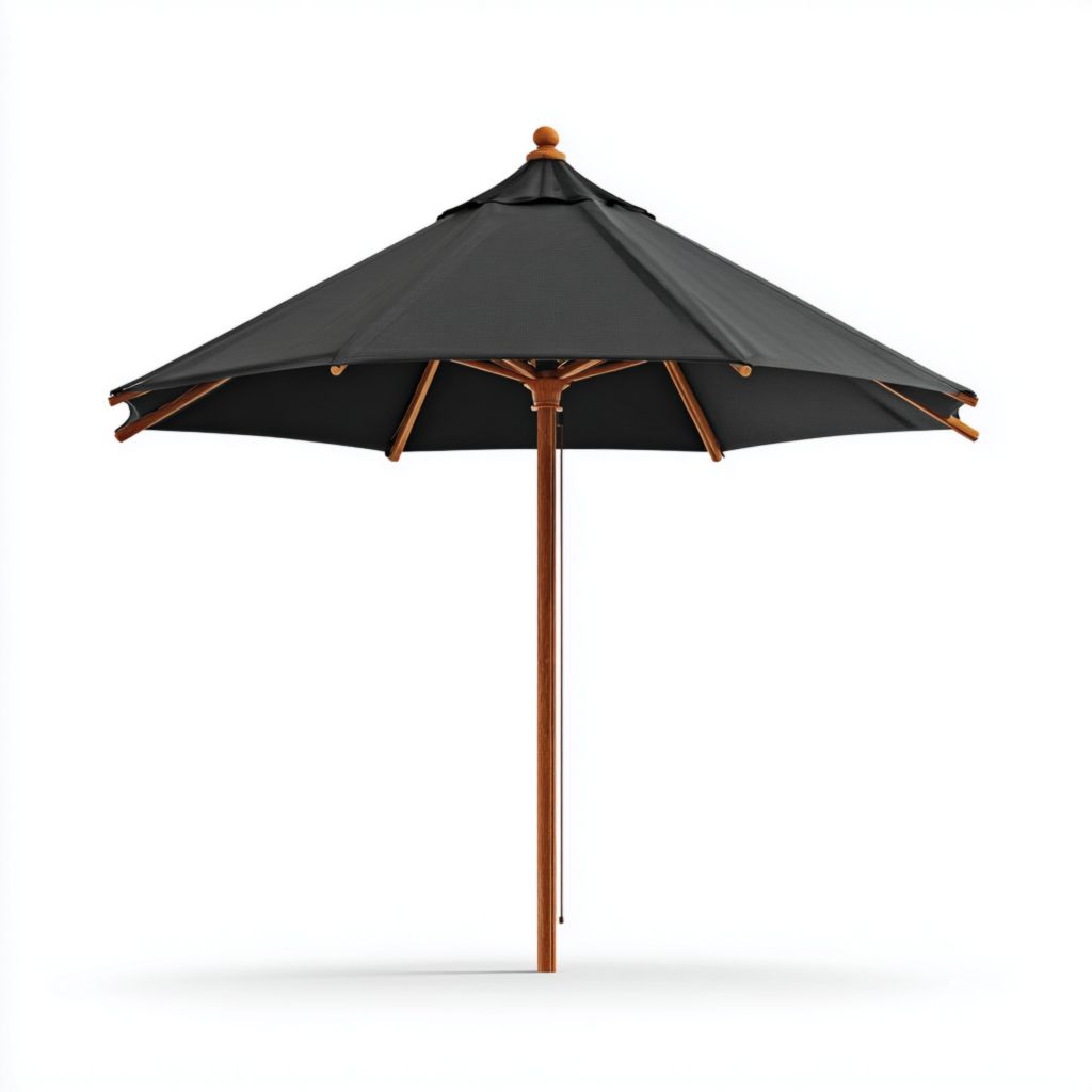 Sombrilla Octagonal para Patio Negra, Estructura de Madera, 2 Años de Garantía