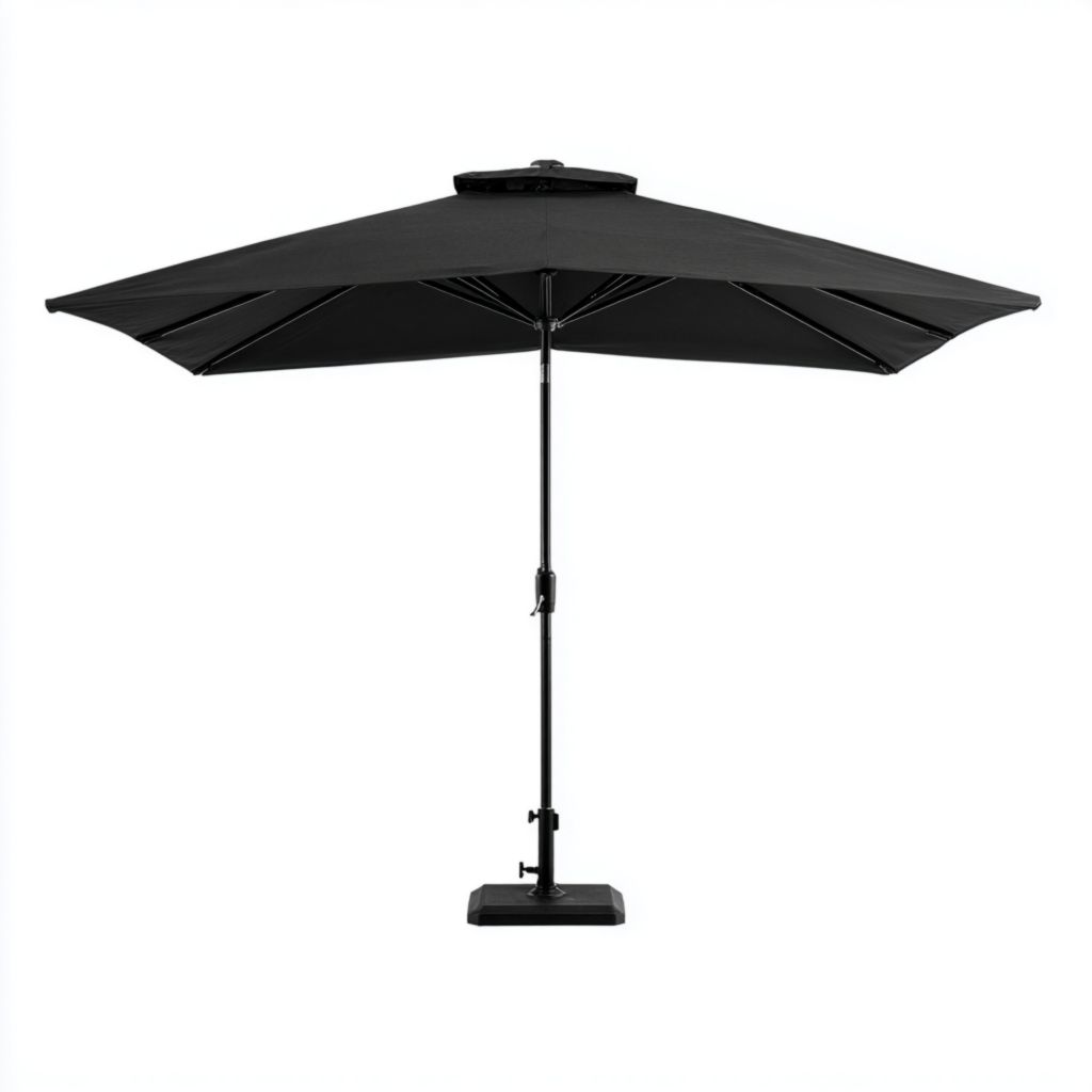Sombrilla Octagonal para Patio Negra, Estructura de Aluminio, 2 Años de Garantía