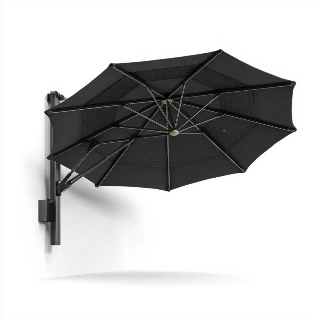 Sombrilla de Patio Colgante Negra, Estructura de Aluminio, Diseño Compacto, 2 Años de Garantía