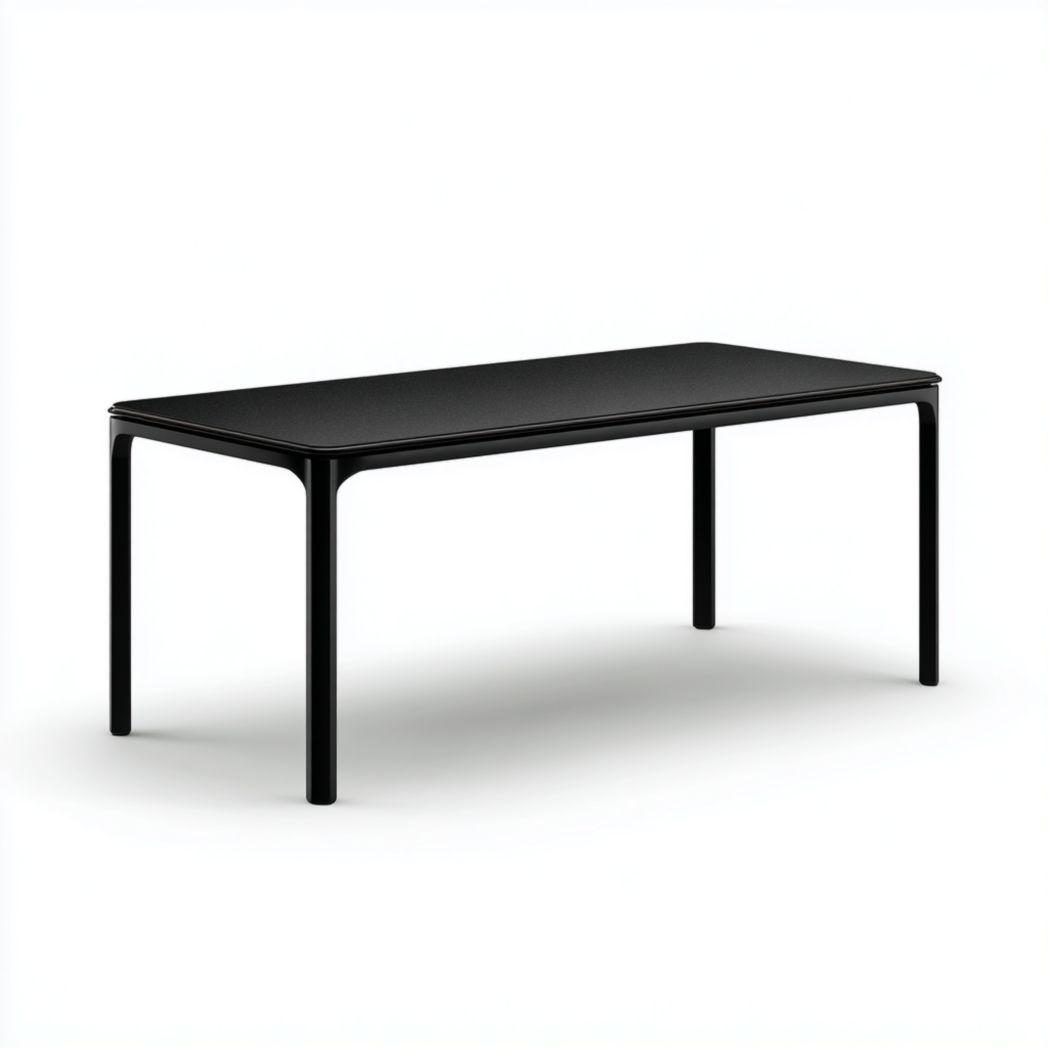 Mesa de jardín negra, tablero HPL y estructura de aluminio, rectangular 160×90×75 cm