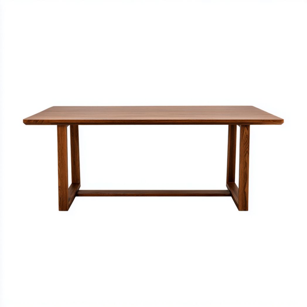 Mesa de jardín rectangular de madera tono nogal con base tipo marco 160×90×75 cm