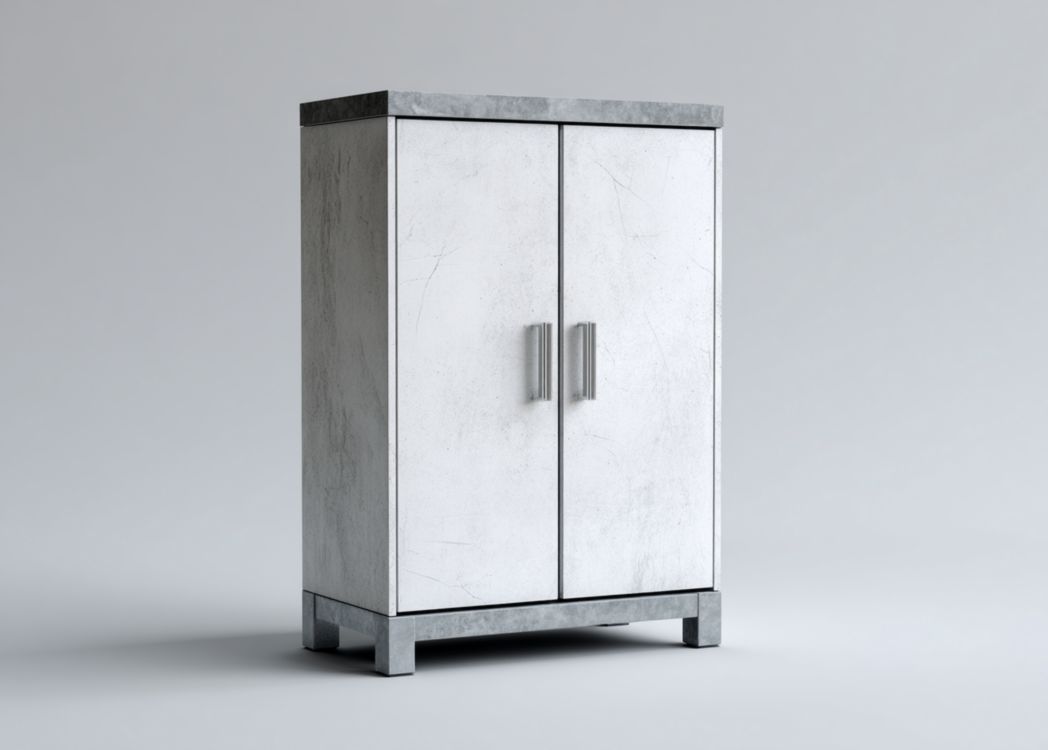 Zapatero de dos puertas en gris efecto piedra con estructura metálica