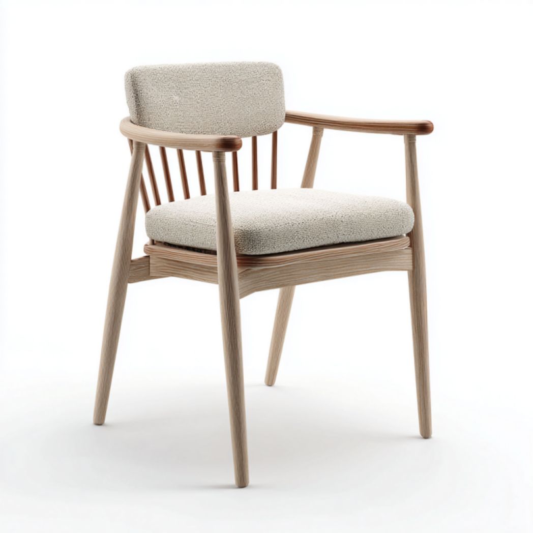 Silla de jardín de madera natural con cojín de asiento y respaldo beige 56×57×80 cm