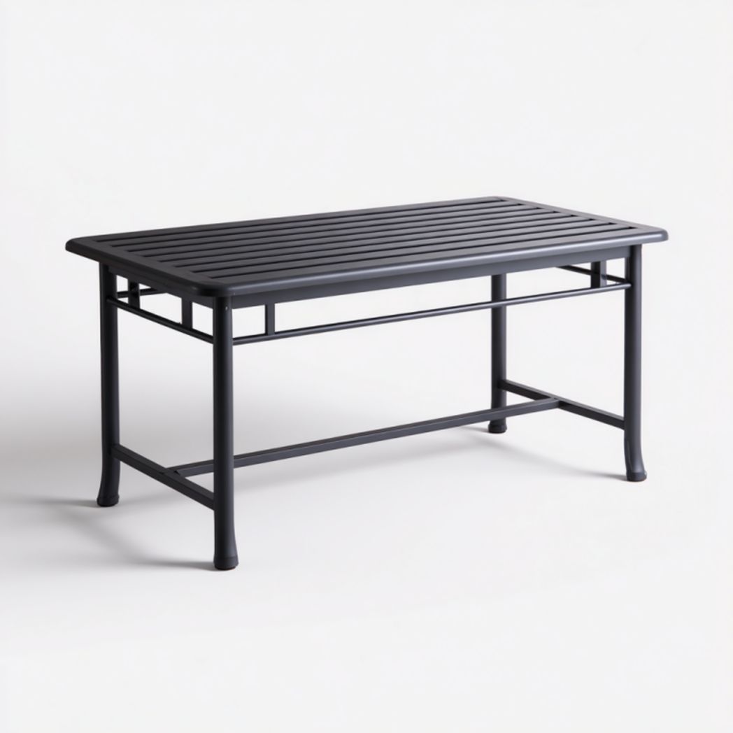 Mesa baja de jardín de aluminio antracita con tablero de lamas 110×55×45 cm