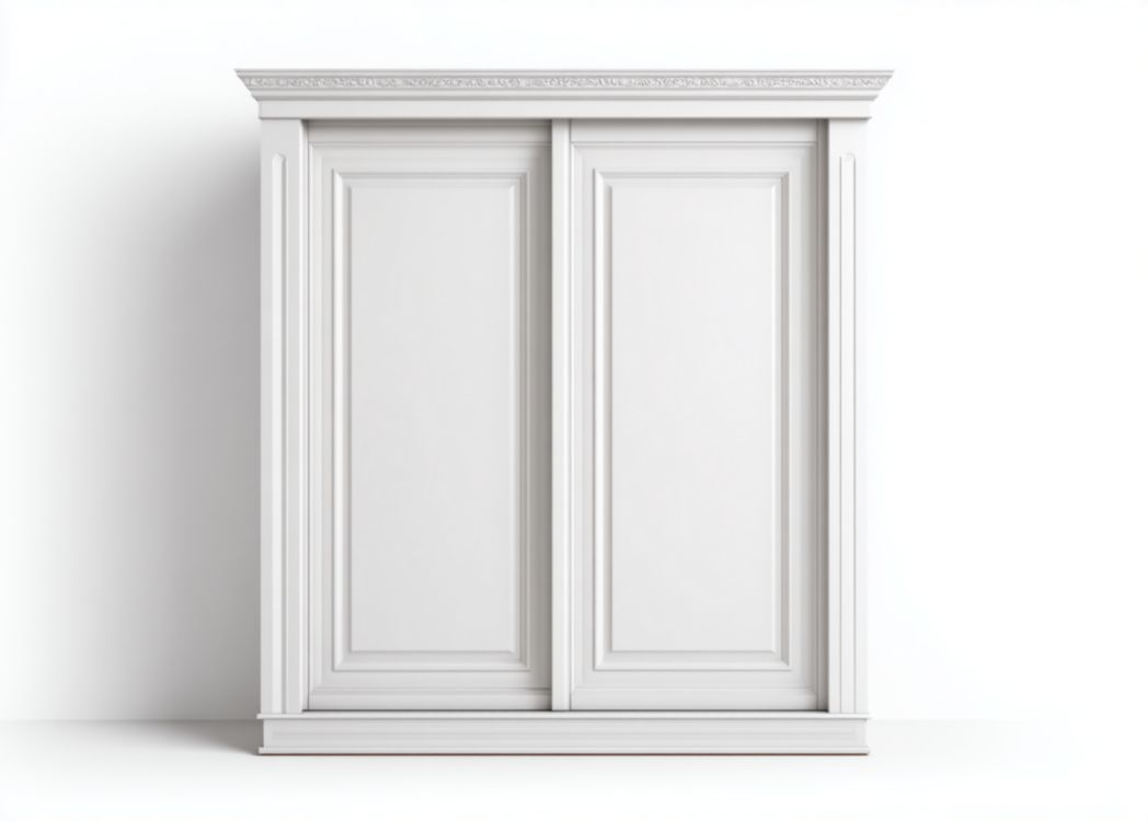 Armario blanco con puertas correderas de dos hojas