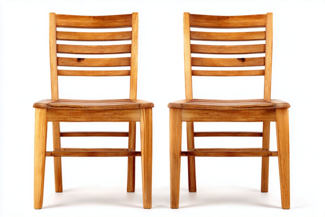 Juego de 2 sillas de jardín de madera natural con respaldo de lamas, sin cojines 45×52×85 cm