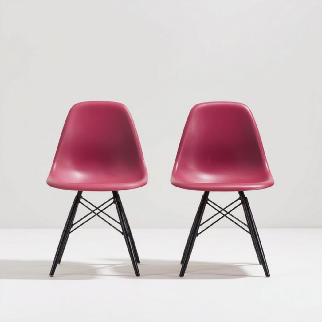 Pack 2 sillas de comedor burdeos, carcasa de PP y patas metálicas con varillas cruzadas