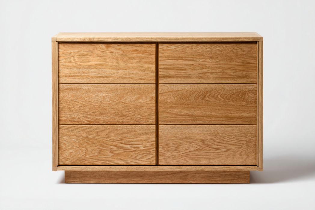 Zapatero de seis cajones en madera clara estilo nórdico