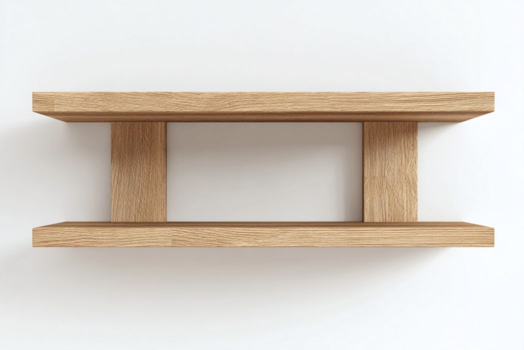 Estante de pared de madera natural con doble balda