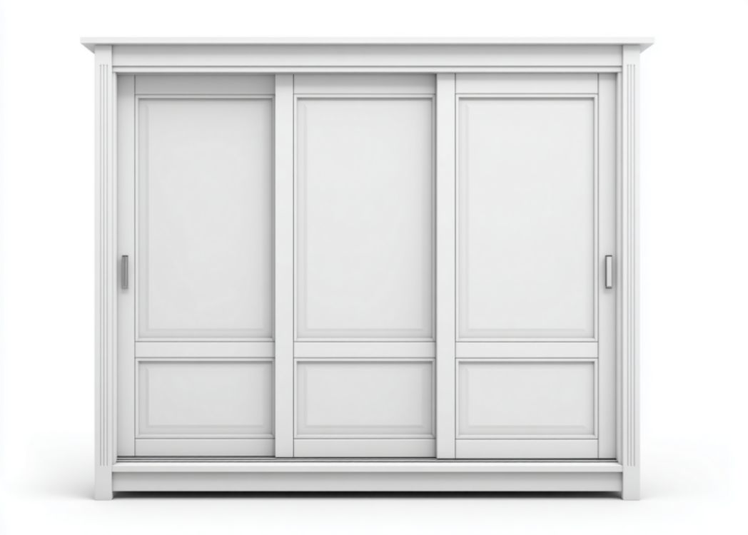 Armario de tres puertas correderas blanco estilo clásico