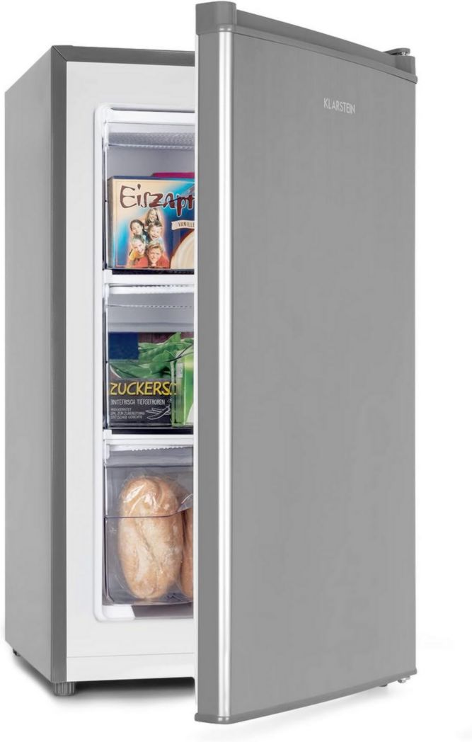 Minicongelador vertical Klarstein, para dormitorio y hogar, 64 L, con estante, eficiencia energética, máquina de hielo y raspador