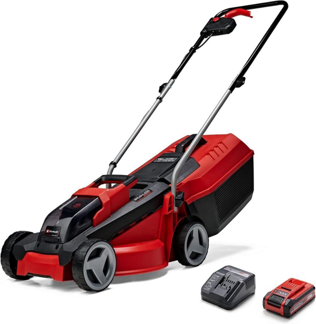 Cortacésped inalámbrico Einhell GE-CM 18/30 Li Power X-Change Kit (18 V, ancho de corte de 30 cm, superficie recomendada 150 m²) Se suministra con batería de 3,0 Ah y cargador
