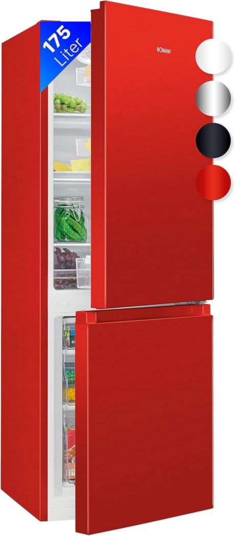Frigorífico y congelador Bomann KG320, 175 L, control de temperatura continuo, bisagras a la derecha, patas intercambiables, color negro