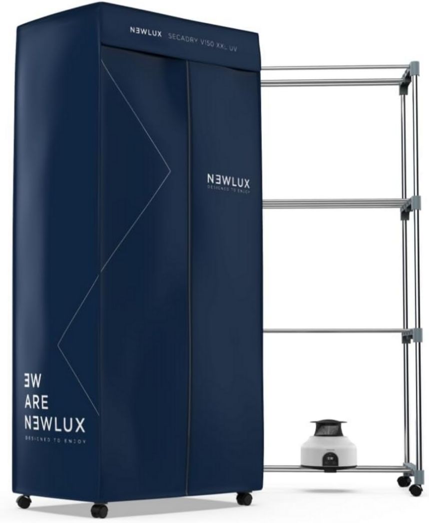 Newlux - Secadora eléctrica portátil Secadry, color negro, con lámpara UV para desinfección, capacidad de 15 kg, temperatura de 180 min, 4 niveles de calor, ventilador (1200 W), secadora 3 en 1, mueble secadora