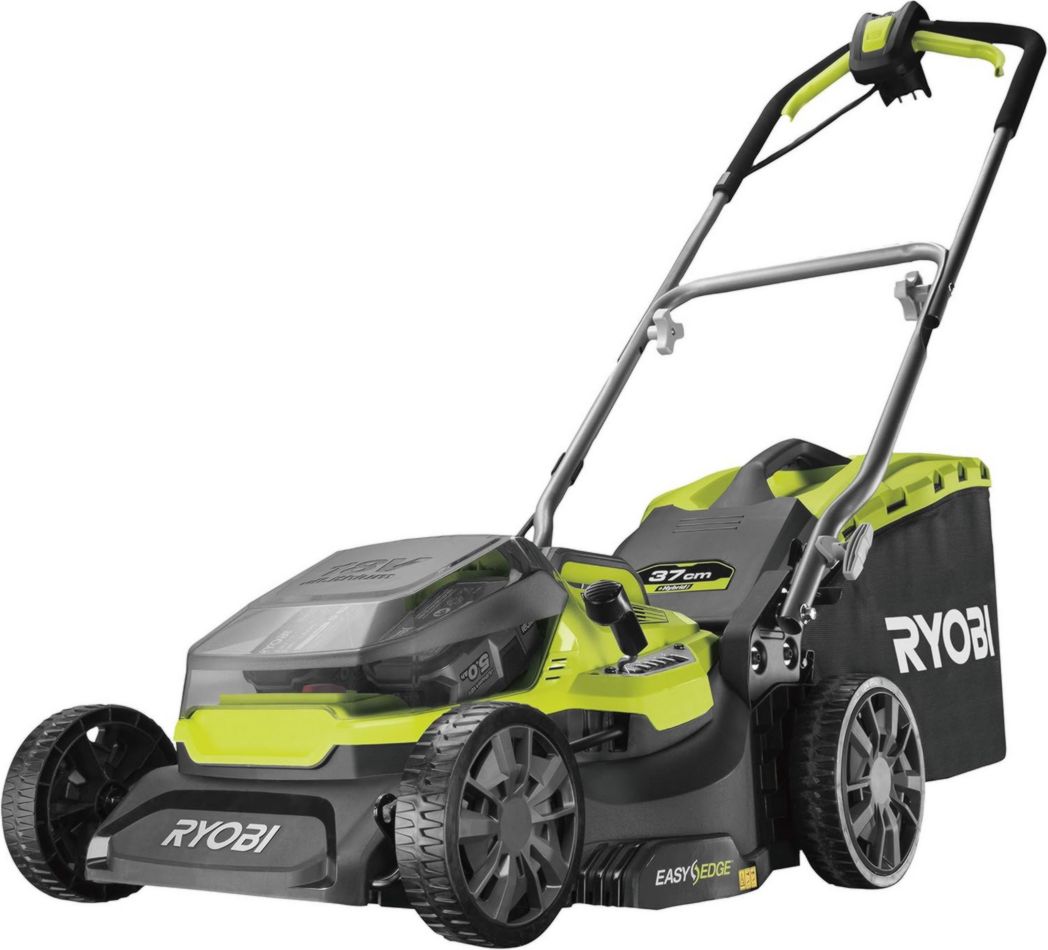 Cortacésped híbrido Ryobi LithiumPlus de 36 V (ancho de corte de 37 cm) - 2 baterías de 5 Ah y 18 V - 1 cargador rápido RY18LMH37A-250
