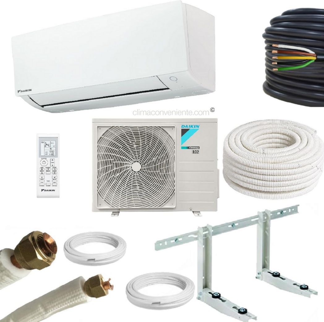 Aire acondicionado de pared reversible Daikin con kit de instalación de 7 metros, 21.000 BTU, FTXC60D RXC60D, 6 kW, monosplit, gama profesional ClimaConveniente