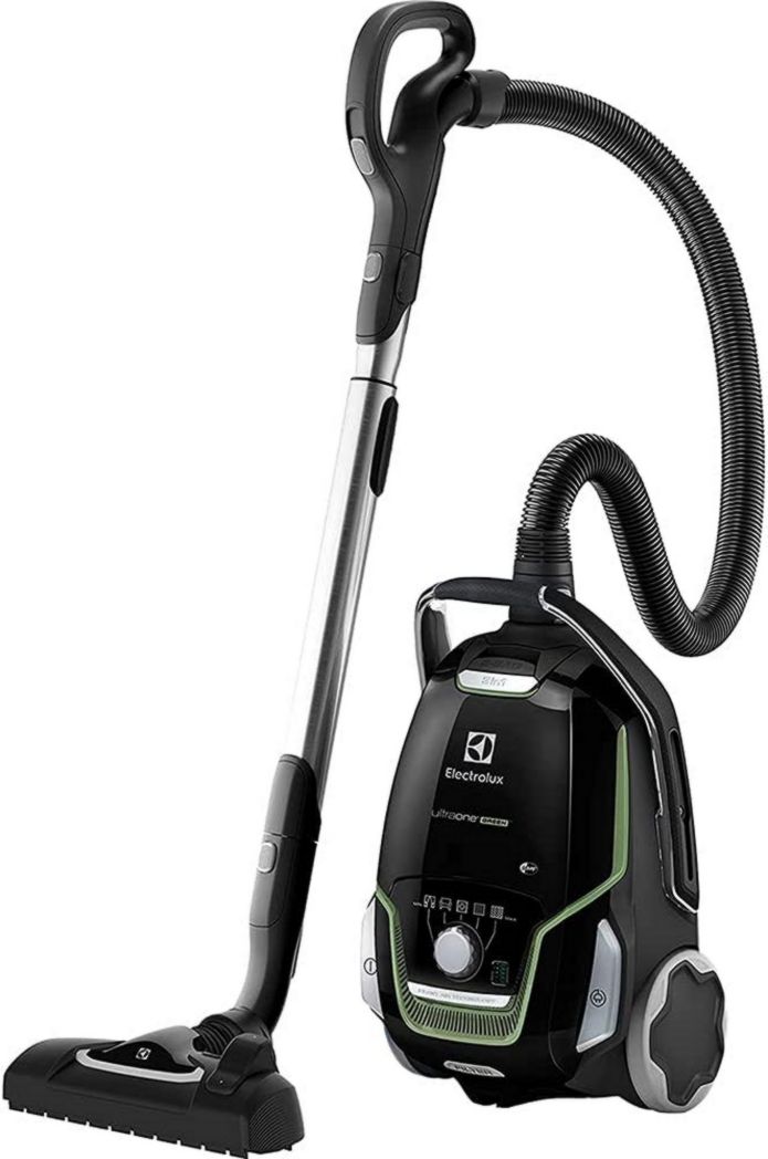 Electrolux UltraOne, Aspiradora cilíndrica con bolsa, Ultrasilenciosa (65 dB), 2 bolsas incluidas, Succión potente, Mango ergonómico, Ecológica (70 % plástico reciclado), EUO9GREEN, Negra