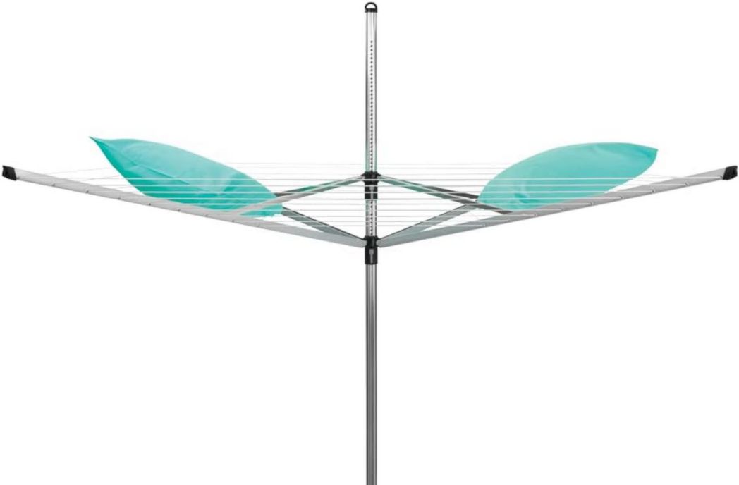 Brabantia - Tendedero Lift-O-Matic - Tendedero de exterior - Antideslizante - Resistente a los rayos UV, 60 m - Rotación suave - Cómodo - Estaca metálica para el suelo - Gris metalizado - 295 cm