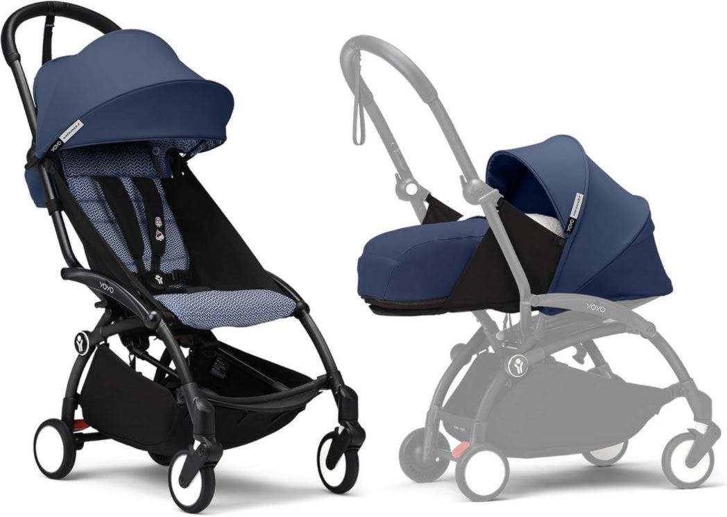 Cochecito Stokke YOYO3 con paquete para recién nacidos y paquete de colores 6+: incluye un marco negro, un paquete de colores YOYO 6+ (jengibre) y un paquete para recién nacidos 0+ (jengibre)
