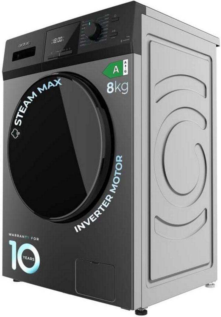 Cecotec Lavadora Bolero Dresscode 10500 Inverter A. Lavadora 10 kg, color blanco, 1400 rpm, Motor Inverter plus, Vapor, Clase A.