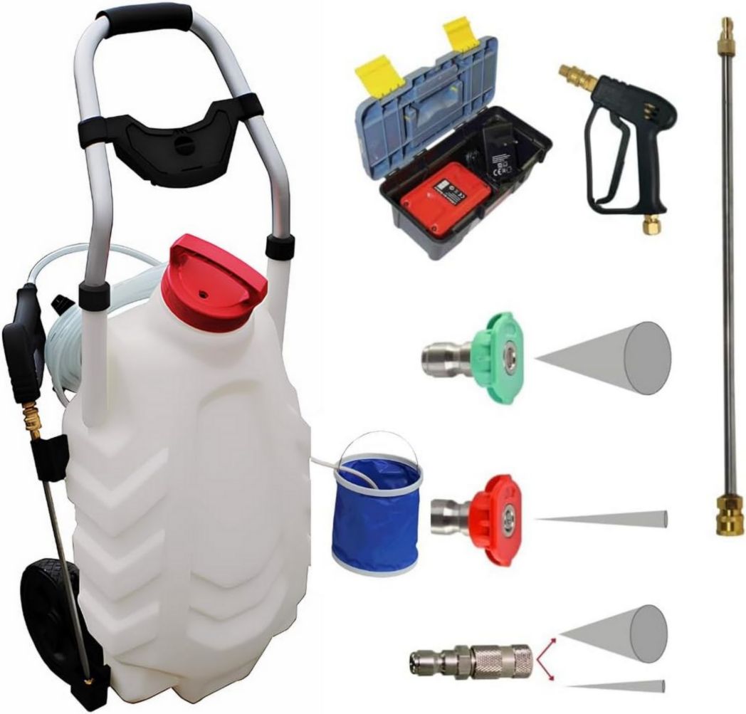 PHOENIX - Pulverizador eléctrico Pro Sprayer III de 30 l con opción de enjuague - Pulverizador eléctrico de techo de largo alcance con batería recargable, caudal de 240 l/h, manguera de 8 m - 2 baterías