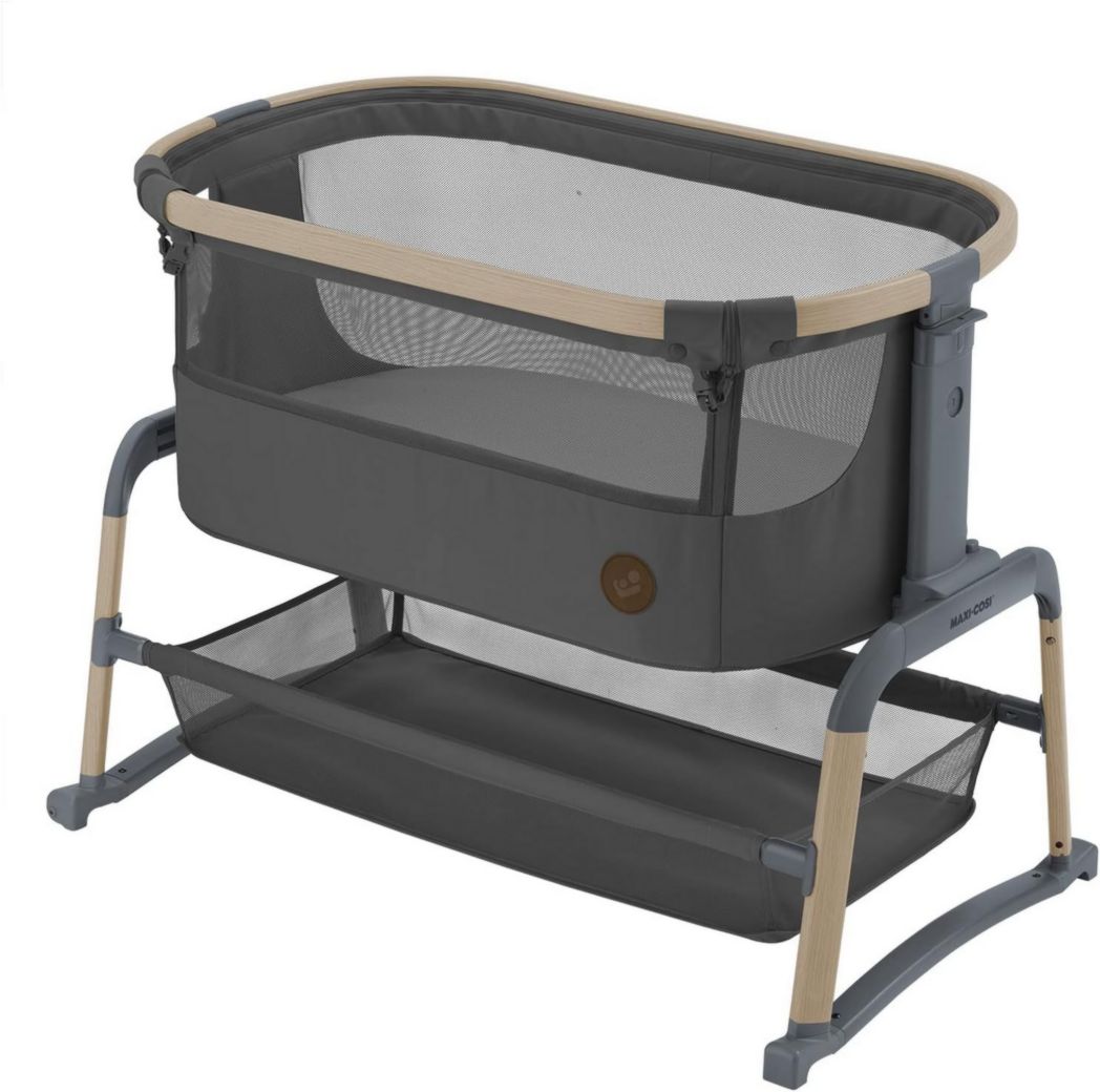 Cuna colecho Maxi-Cosi Iora, cuna colecho plegable para bebés, 0-6 meses, 9 kg máx., 4 posiciones de reclinado y 5 de altura, sistema deslizante, colchón confort, cesta grande, fácil de transportar, Essential Graphite
