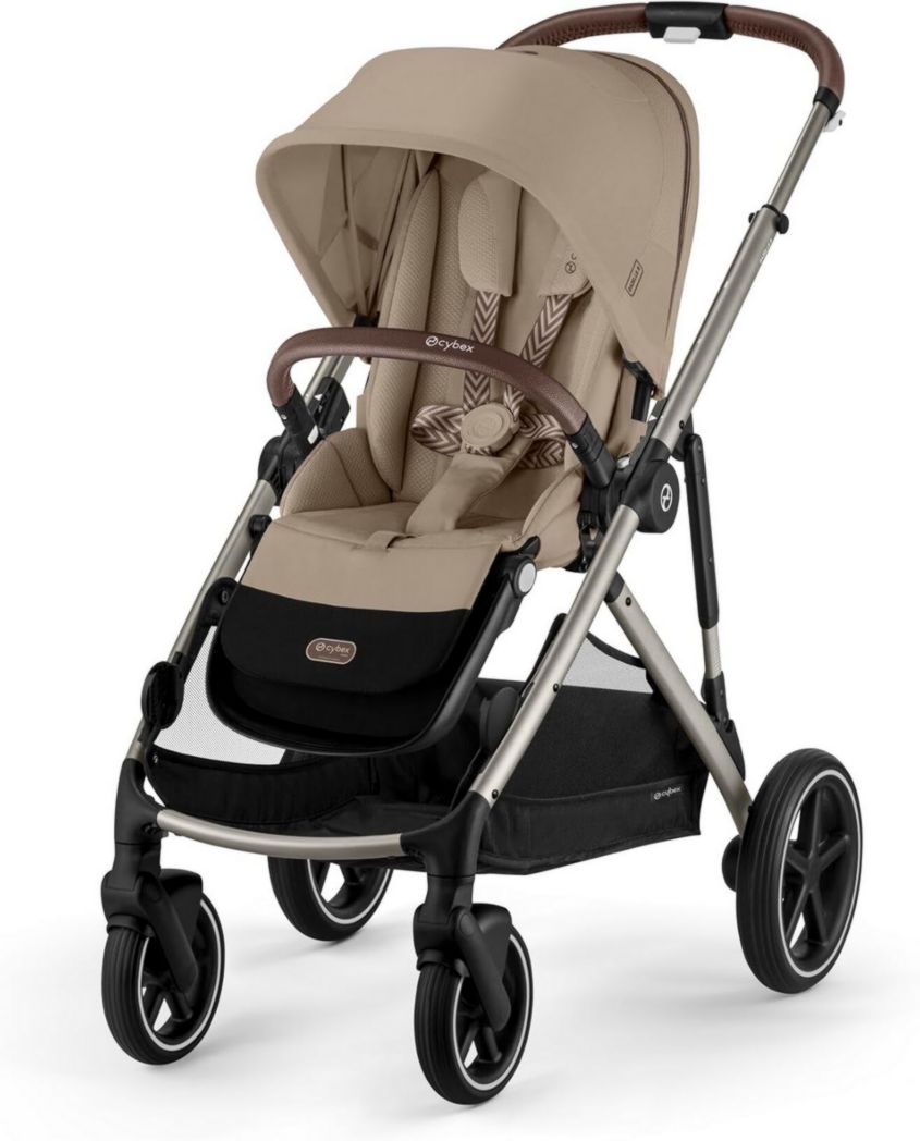 Cochecito CYBEX Gold GAZELLE S, desde el nacimiento hasta los 4 años aproximadamente, máx. 22 kg (modo individual) / 2 x 22 kg (modo dúo), sistema todo en uno con más de 20 configuraciones, beige almendra