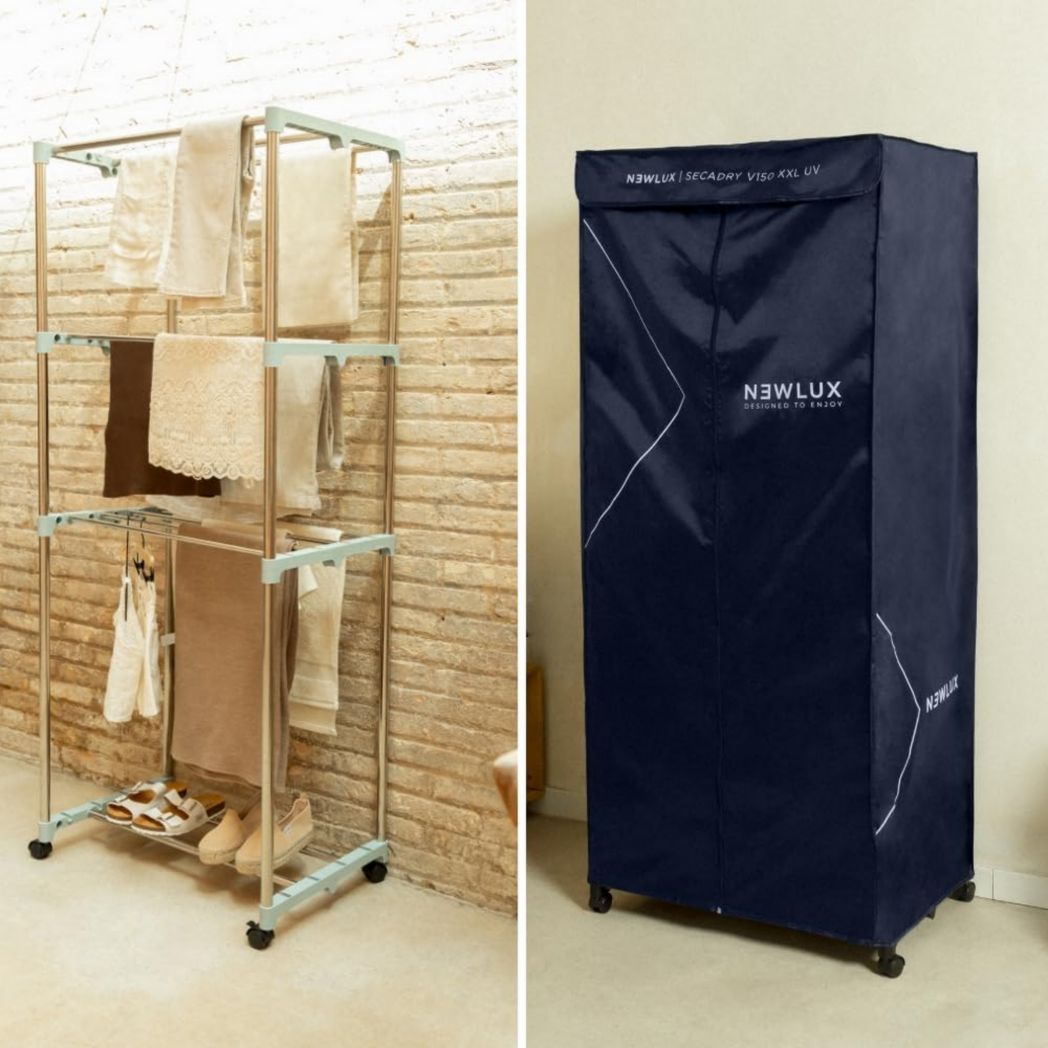 Newlux - Secadora eléctrica portátil Secadry, color negro, con lámpara UV para desinfección, capacidad de 15 kg, temperatura de 180 min, 4 niveles de calor, ventilador (1200 W), secadora 3 en 1, mueble secadora