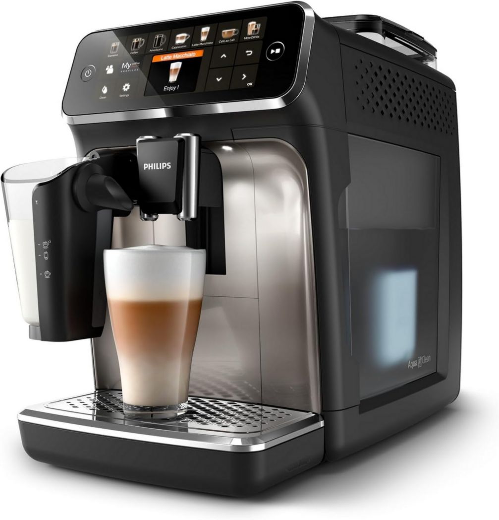 Cafetera espresso totalmente automática Philips Serie 5500: 20 bebidas calientes y frías, jarra LatteGo fácil de limpiar, SilentBrew (un 40 % más silencioso), inicio rápido, color negro y plateado (EP5546/70)