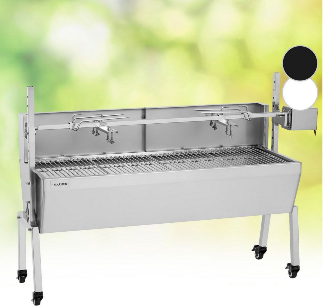 Asador eléctrico Klarstein, asador y barbacoa, asador grande para cochinillo, asador, barbacoa de 12 W con 3 patas de acero inoxidable