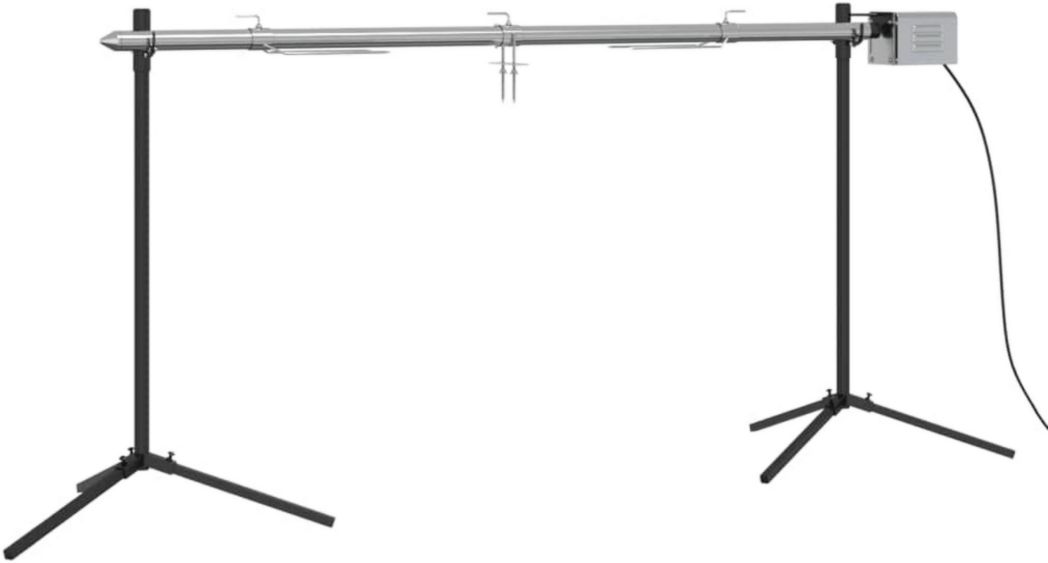 Barbacoa automática vidaXL con motor de acero inoxidable, 150 x 46,5 x 82,5 cm, parrilla, ahumador, barbacoa de exterior, barbacoa de carbón, barbacoa eléctrica