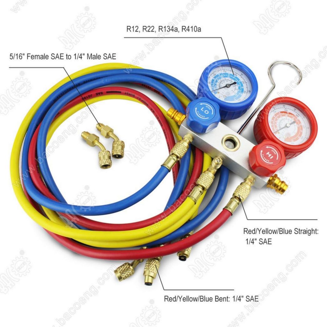 Bomba de vacío BACOENG para aire acondicionado, kit de recarga de aire acondicionado y bomba de vacío para refrigeración, para sistemas de refrigeración y aire acondicionado R410A R134a R407C R32