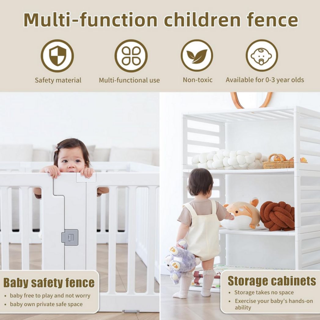 Parque infantil modular Gupamiga de 150 x 180 cm, color blanco