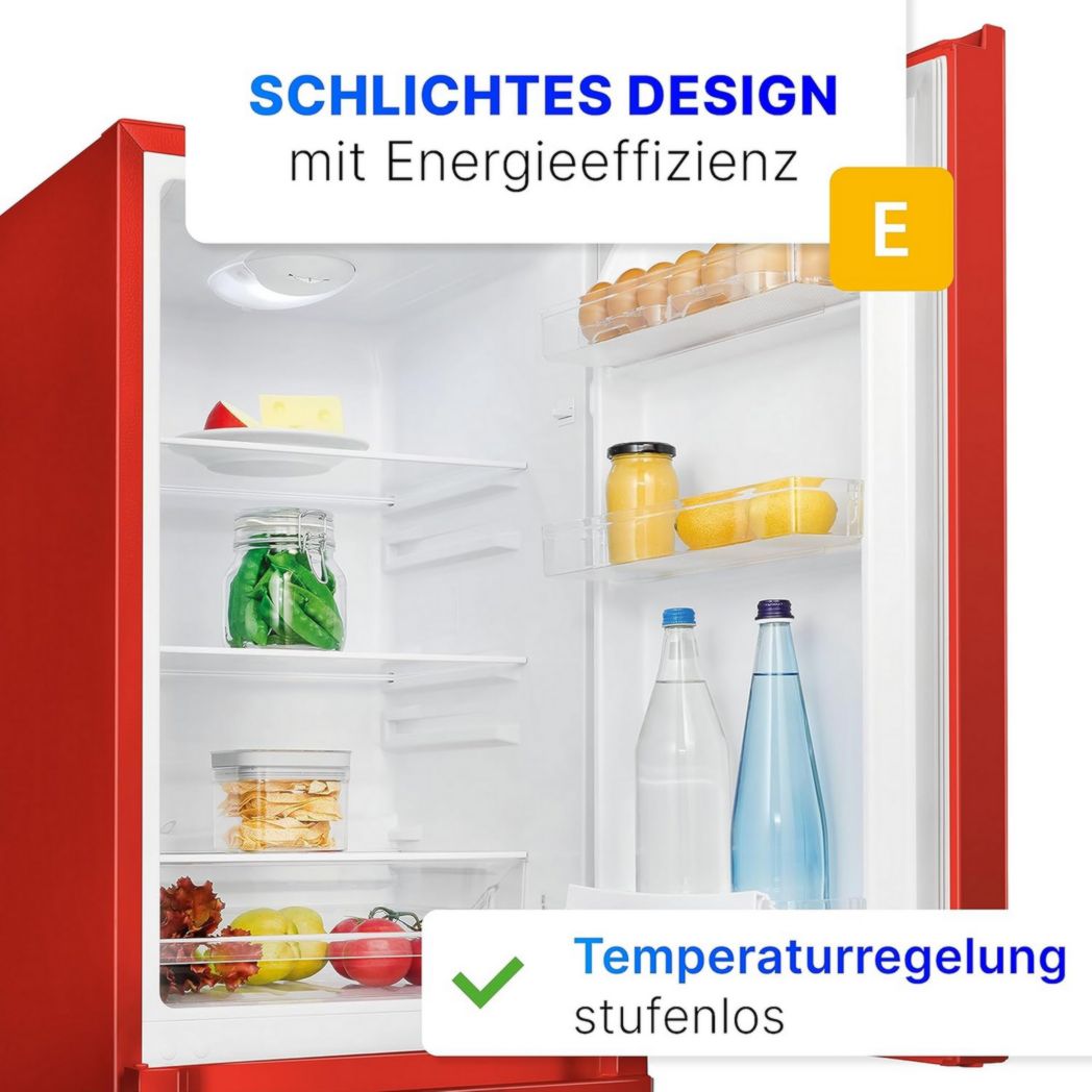 Frigorífico y congelador Bomann KG320, 175 L, control de temperatura continuo, bisagras a la derecha, patas intercambiables, color negro