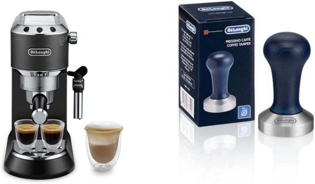De'Longhi Dedica Style EC685.M, Cafetera espresso con boquilla profesional para espumar leche, solo 15 cm de ancho, depósito de agua de 1 L, carcasa metálica, compatible con cápsulas ESE, metal