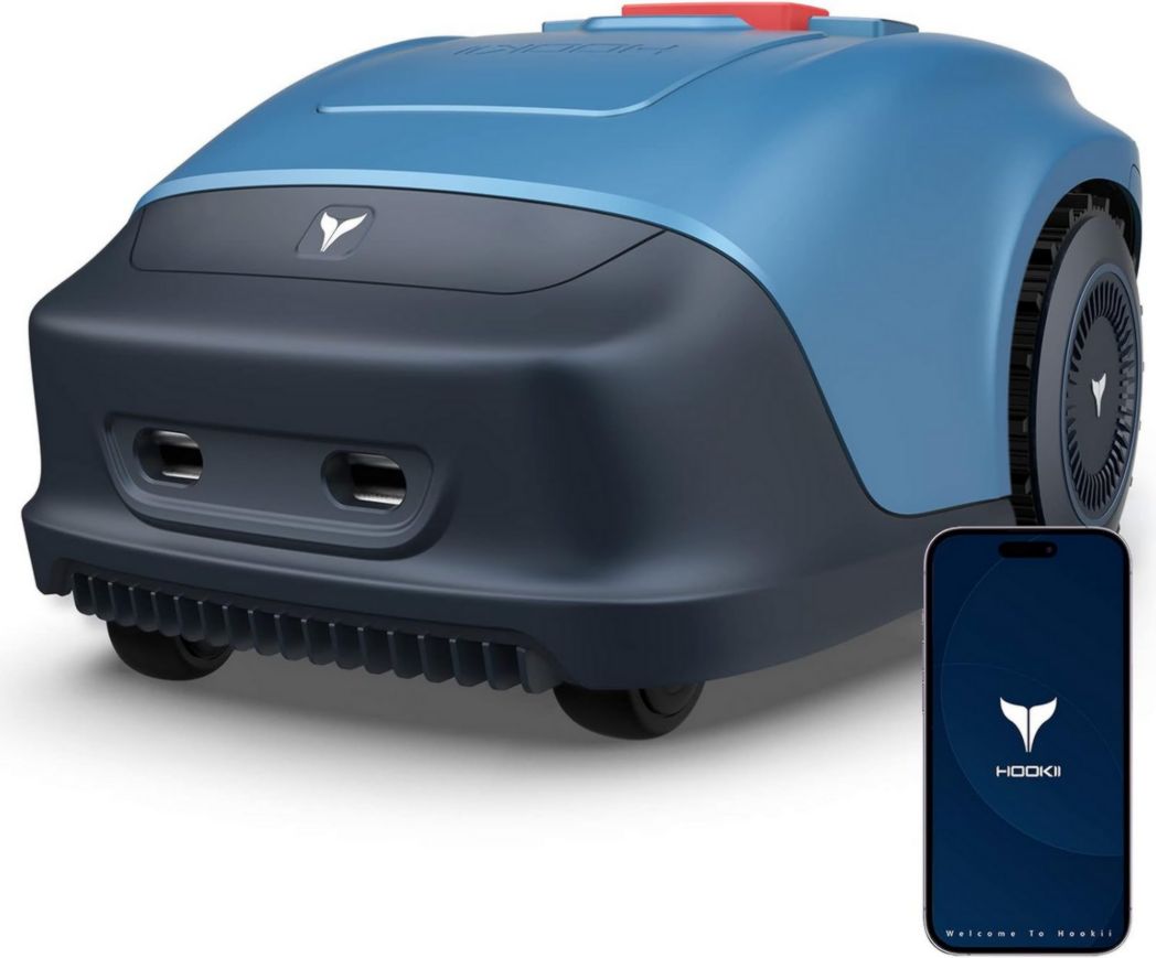 Robot cortacésped HOOKII para jardines de hasta 1000 m², corte paralelo, corte y recarga automáticos, Bluetooth/Wi-Fi, batería de gran capacidad de 4400 mAh - Cargador incluido (versión Wi-Fi)