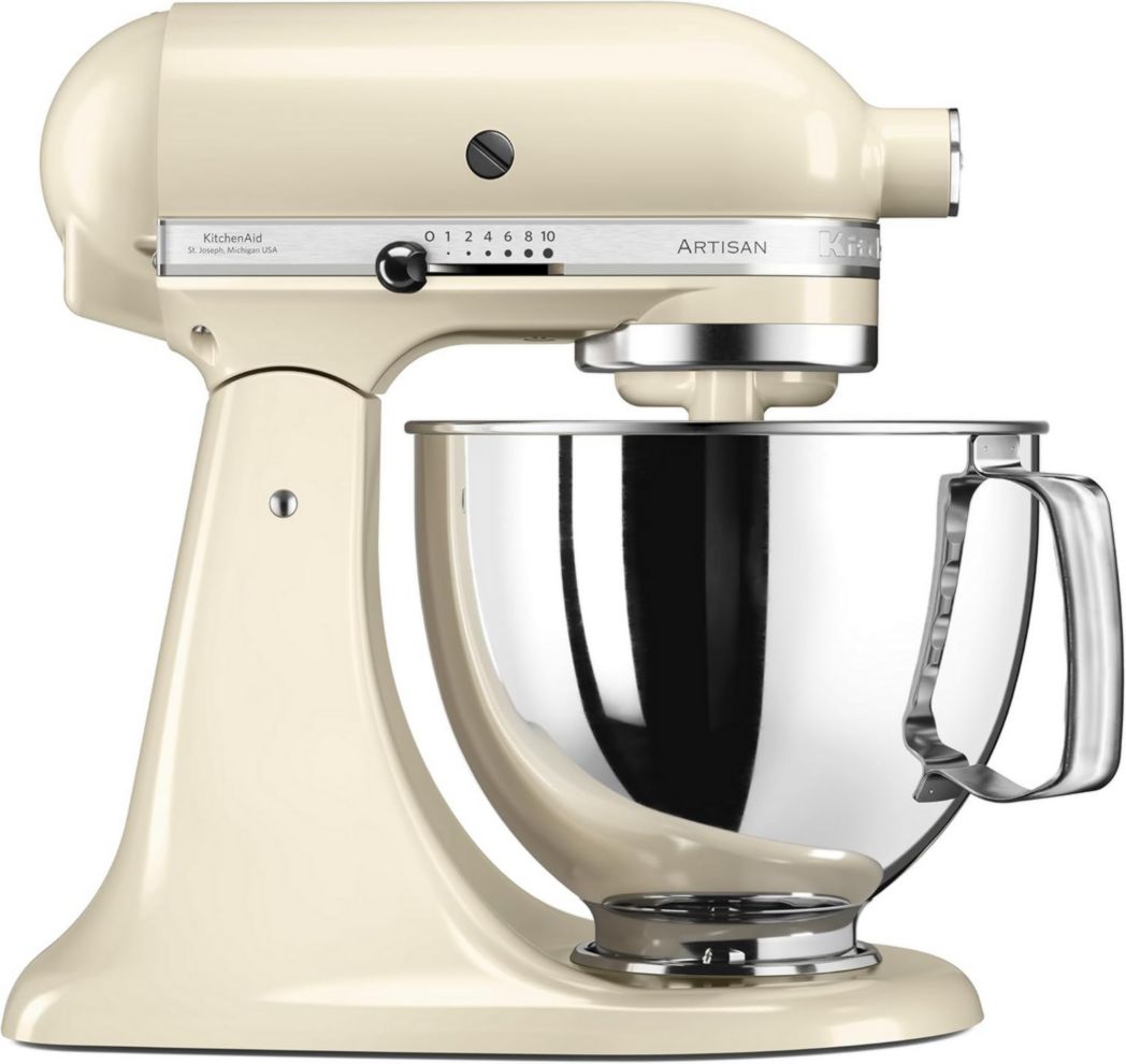 Batidora de pie multifunción con cabezal inclinable KitchenAid Artisan, 4 accesorios y bol de 4,8 l | Color crema