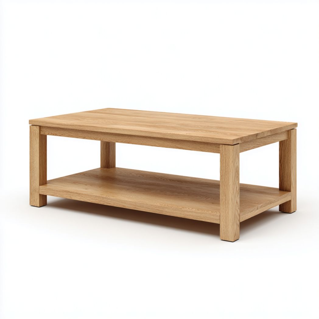 Mesa de centro rectangular con marco marrón